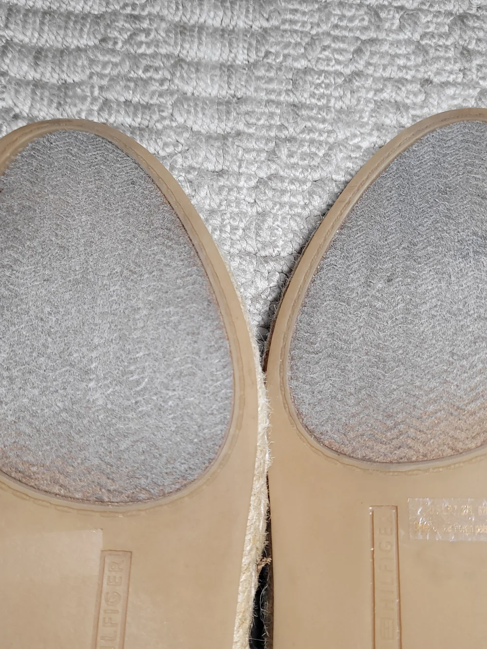 Tommy Hilfiger Striped Canvas Espadrille Flats Brown Tan Sz 8